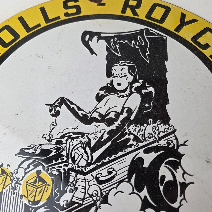 Vintage Rolls Royce Sign – Service Sales Automobile Gas Pump Porcelain Sign