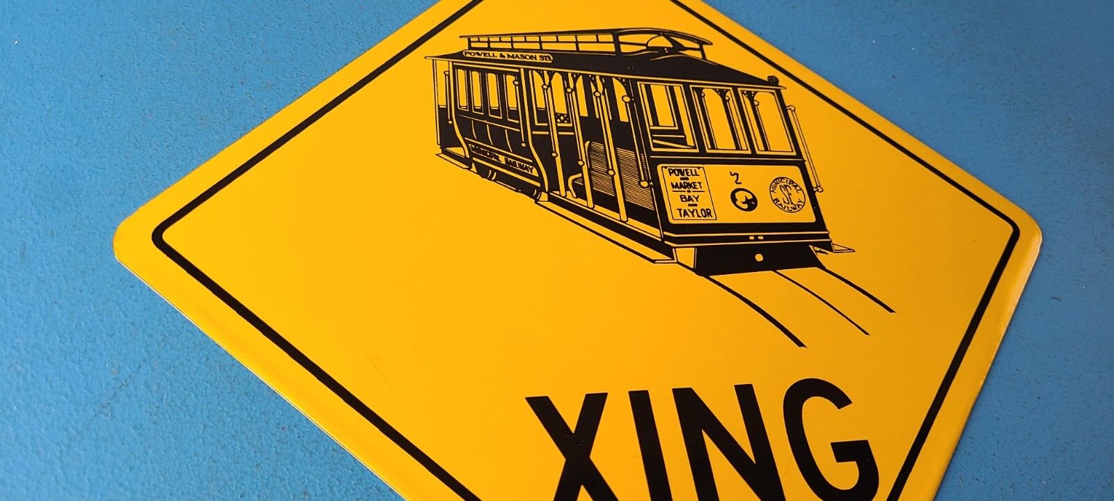 Vintage SFO Municipal Railway Sign – XING Trains Railway Porcelain Gas Pump Sign