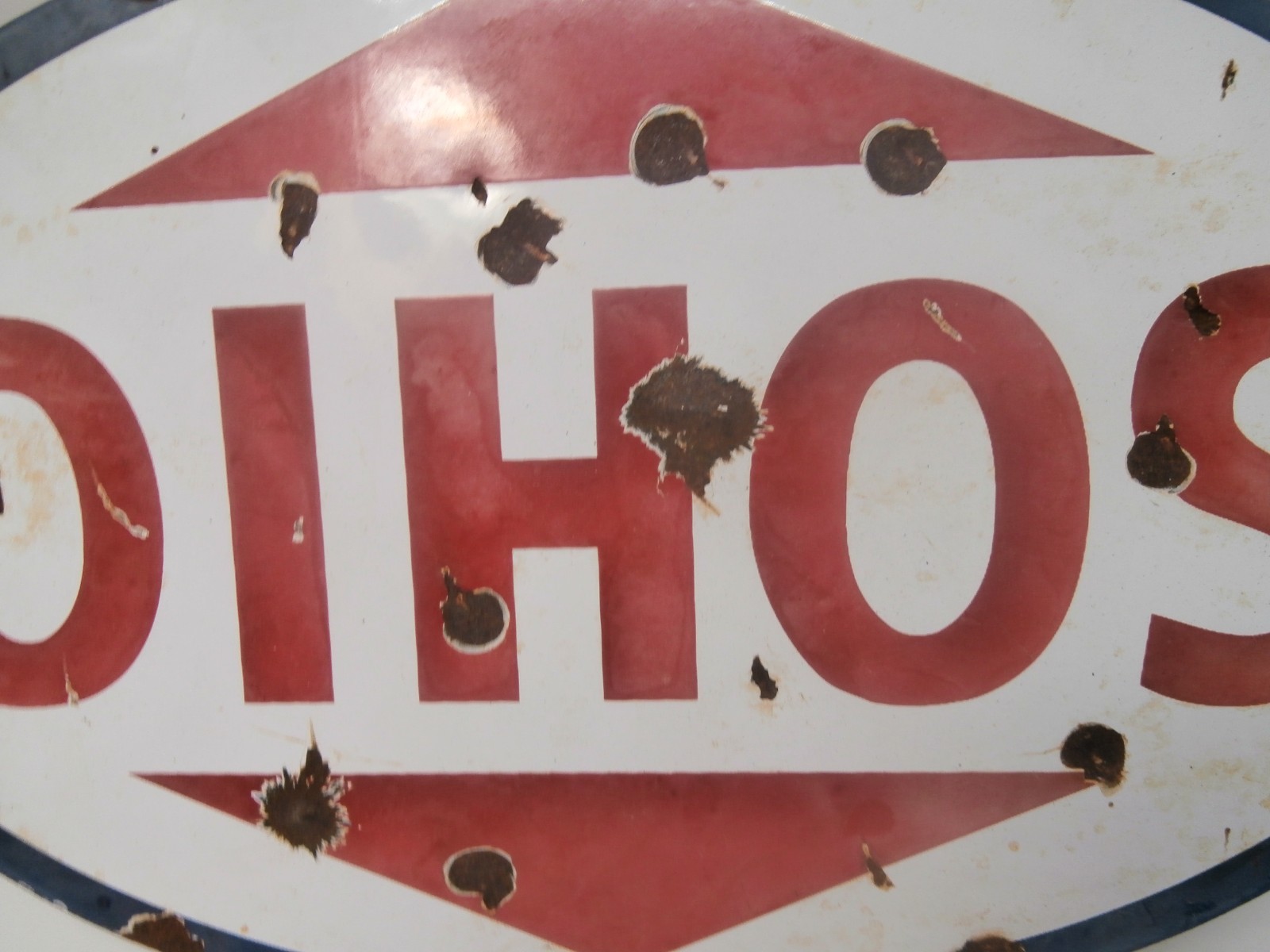 VTG “SOHIO “Oval Sign Enamel Metal ,Gas Station Collectible Original Collectable