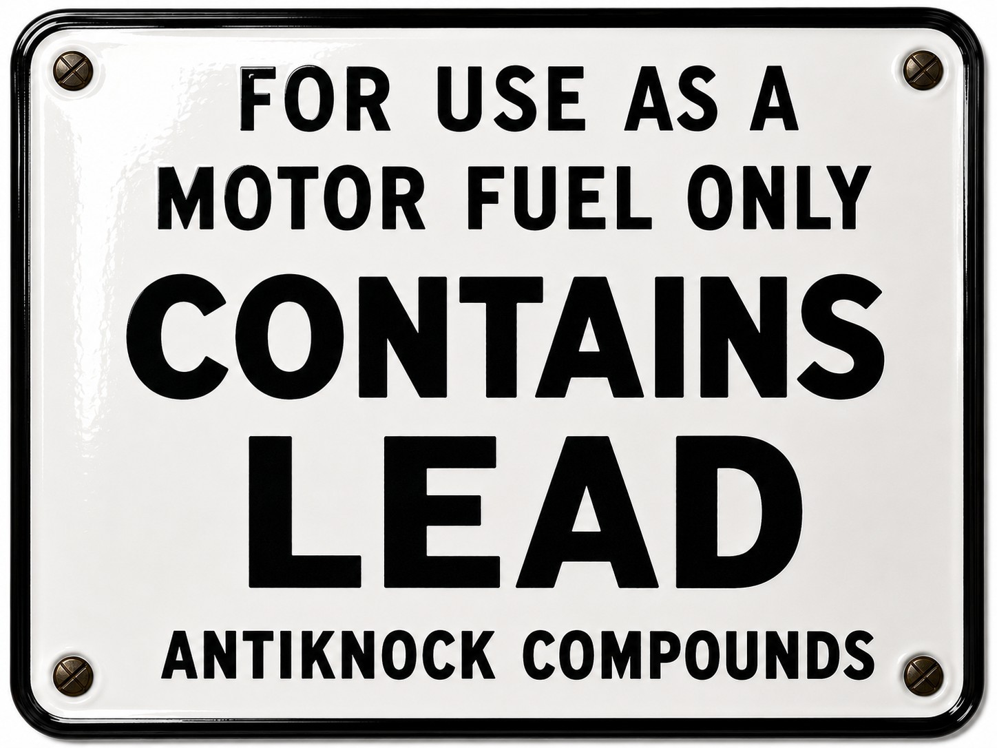 Vintage Contains Lead Gas Pump Sign Print | Porcelain Enamel Wall Art | 18×24…