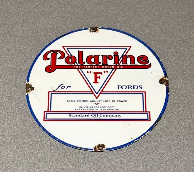 VINTAGE 12” POLARINE PORCELAIN SIGN CAR GAS AUTO OIL