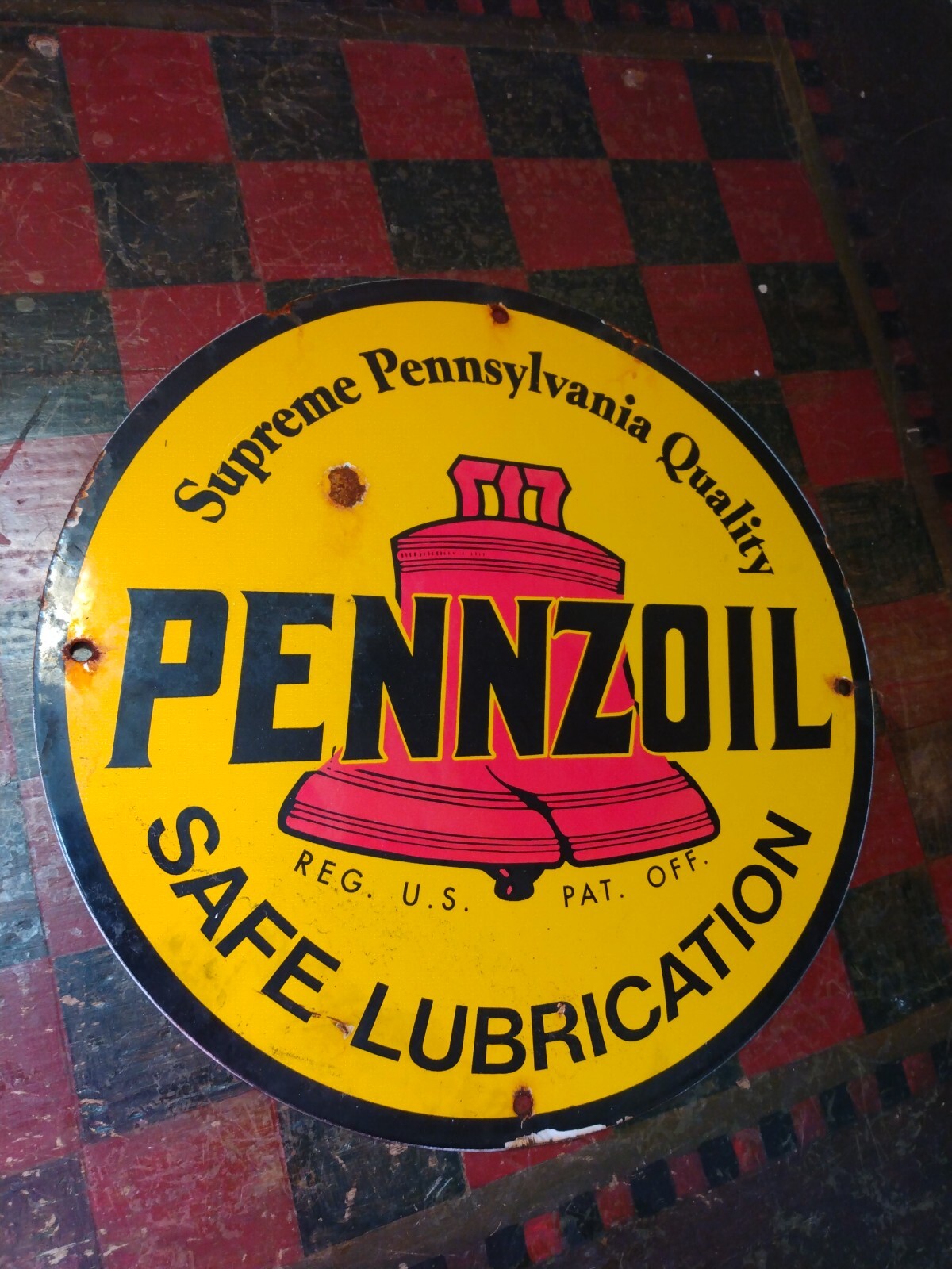 Pennzoil Porcelain Advertising Sign gas station memorabilia Pennzoil sign used