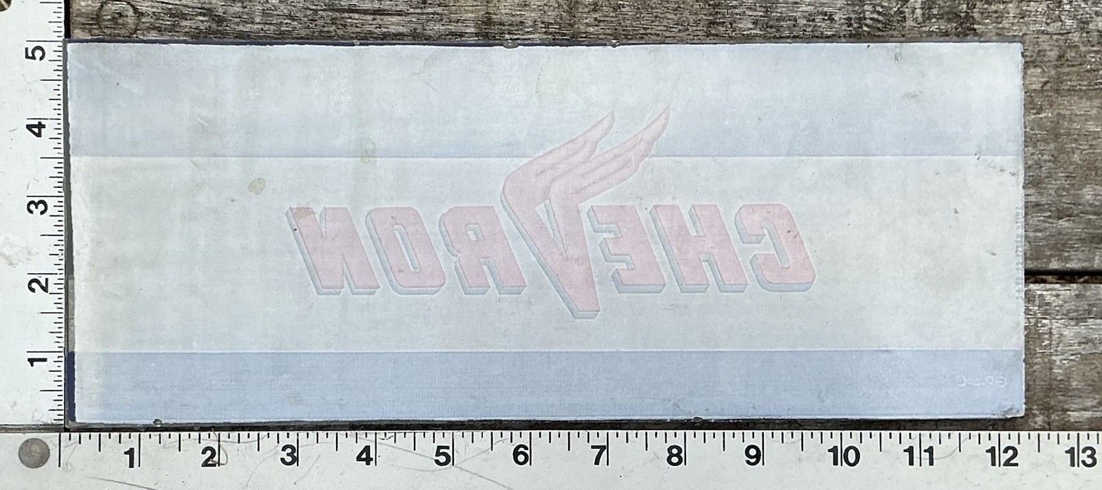 Original CHEVRON Gas Pump Advertising GLASS SLIDE IN Good Condition Smith-Morse