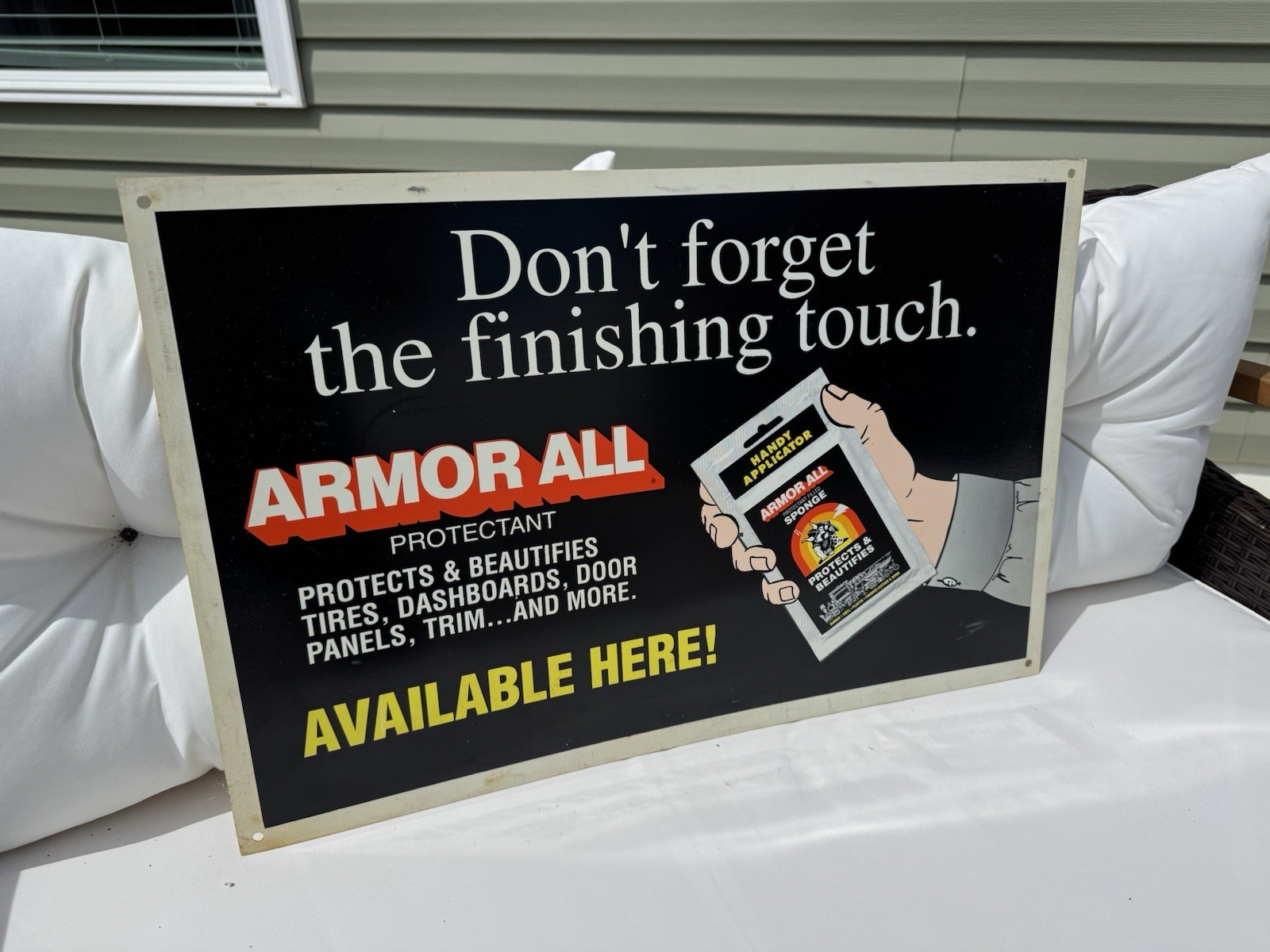 Vintage 1980s Armor All Sign Automobile Advertising Car Speed Shop Gas Oil