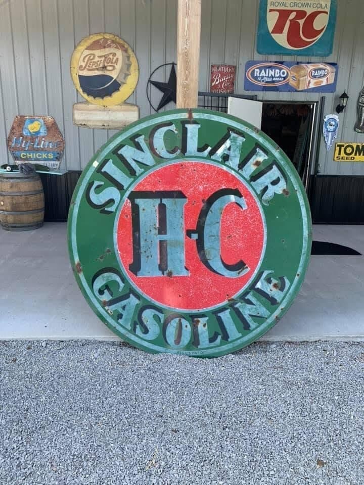 Vintage 6 foot Double Sided Porcelain SINCLAIR Original Sign GAS OIL Soda Cola