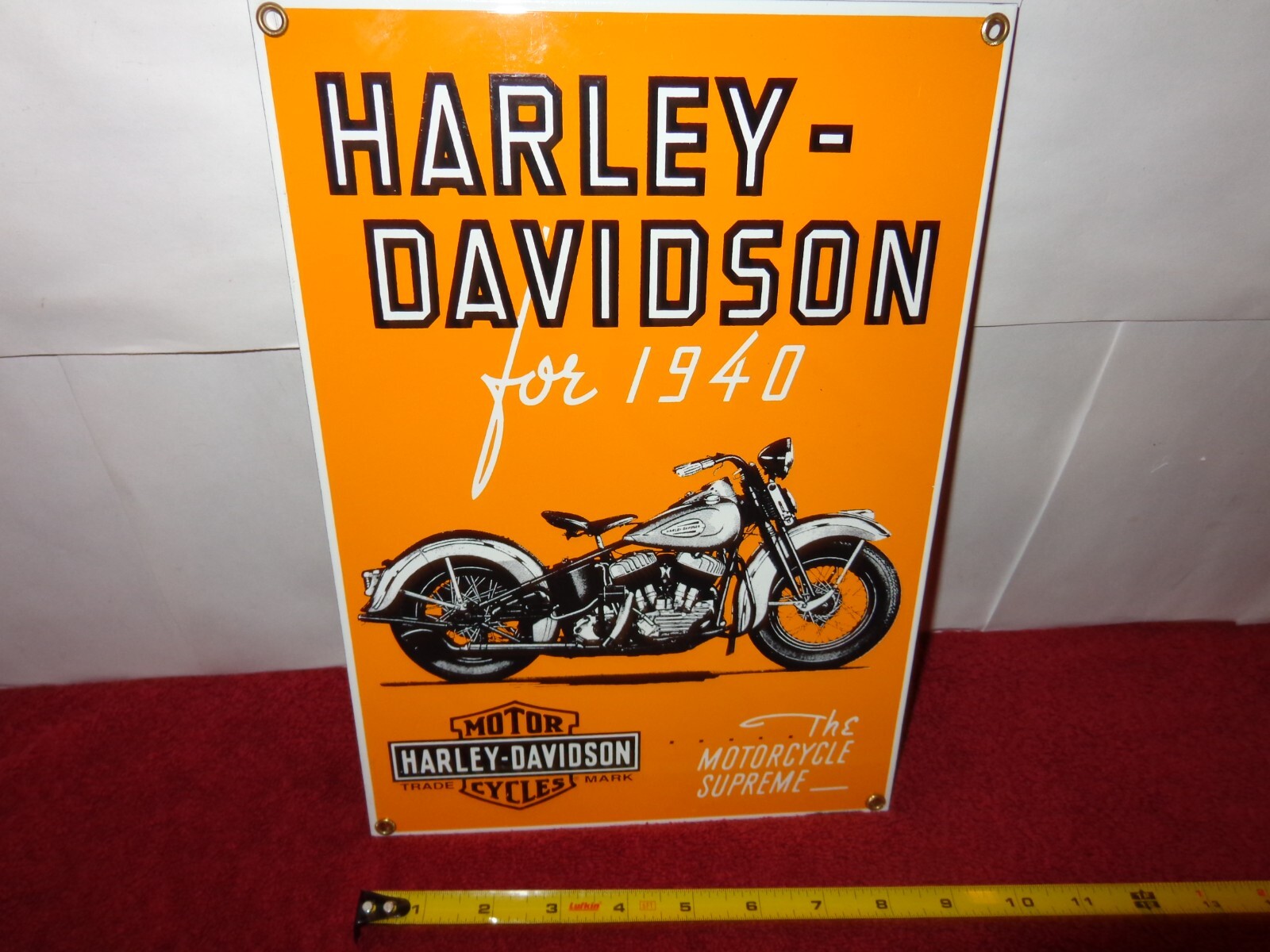 8 x 11 in HARLEY DAVIDSON MOTORCYCLES ADV. SIGN HEAVY METAL PORCELAIN – S 338A