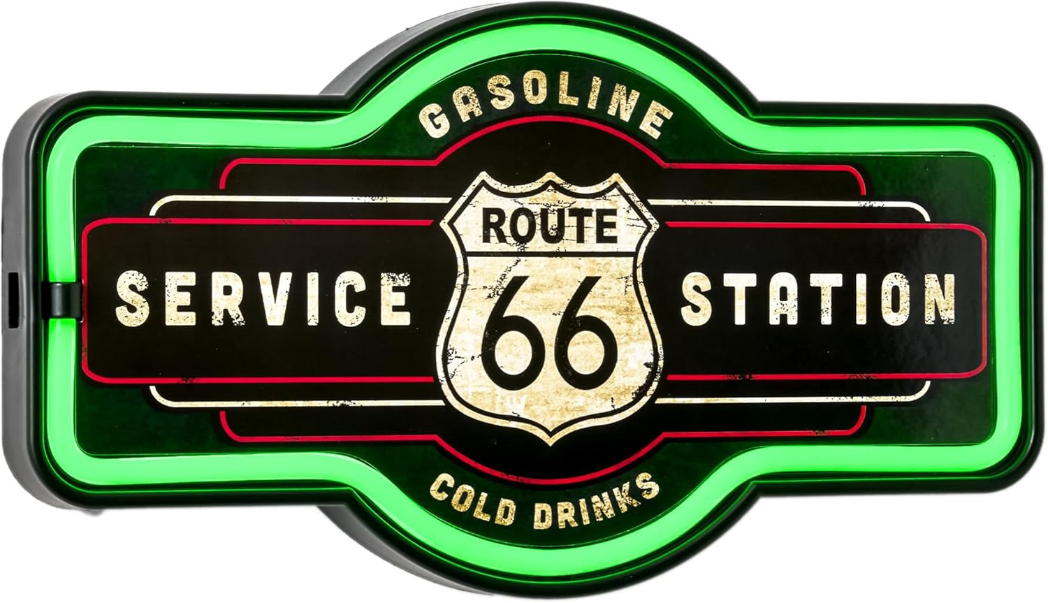 Route 66 Vintage LED Neon Marquee Sign – Battery Powered 17×10 Inches