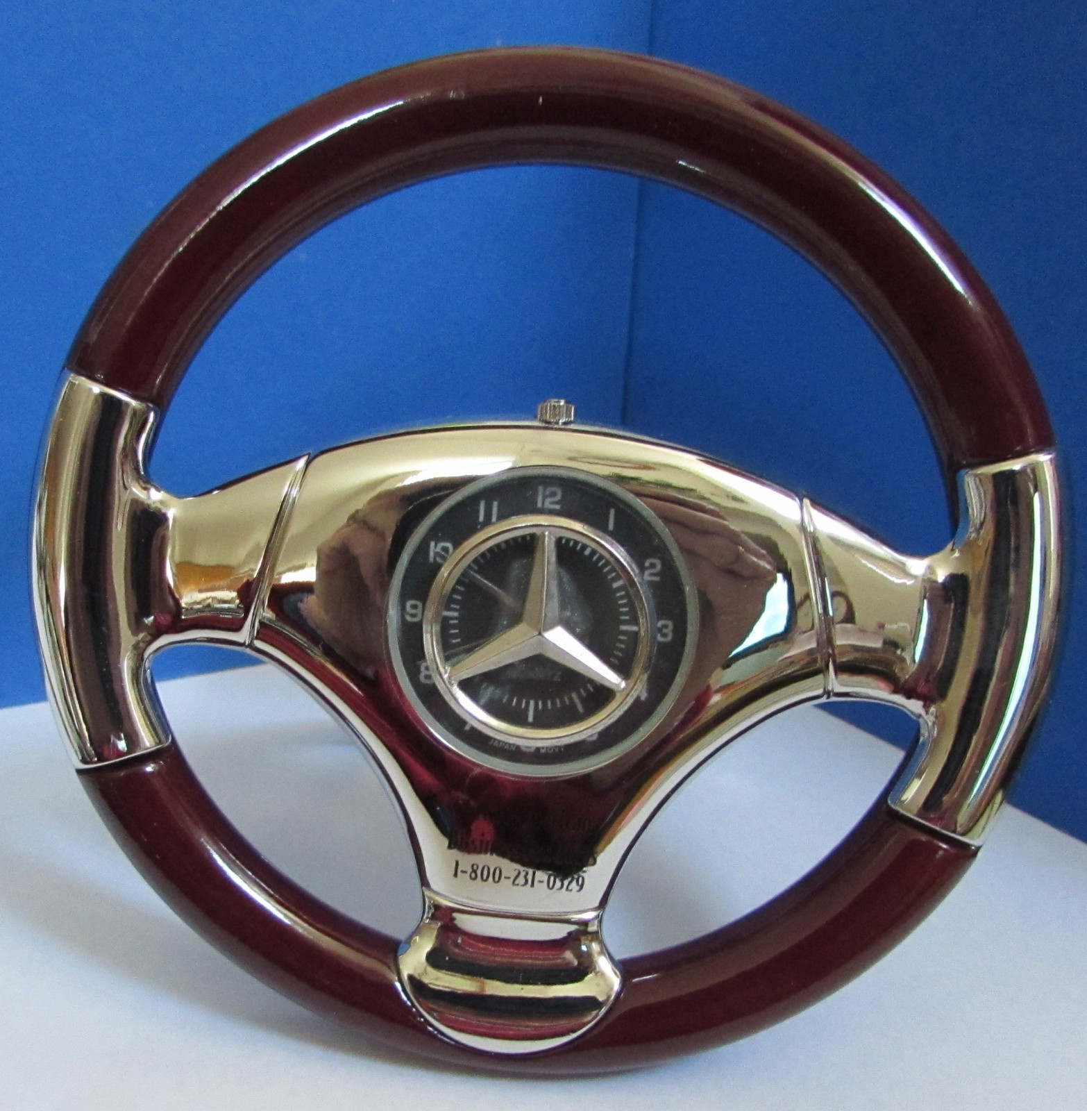 MERCEDES~BENZ STEERING WHEEL DESK CLOCK ~ 3 3/4″ d.i.a.~ NEARLY NEW ~ FREE SHIP
