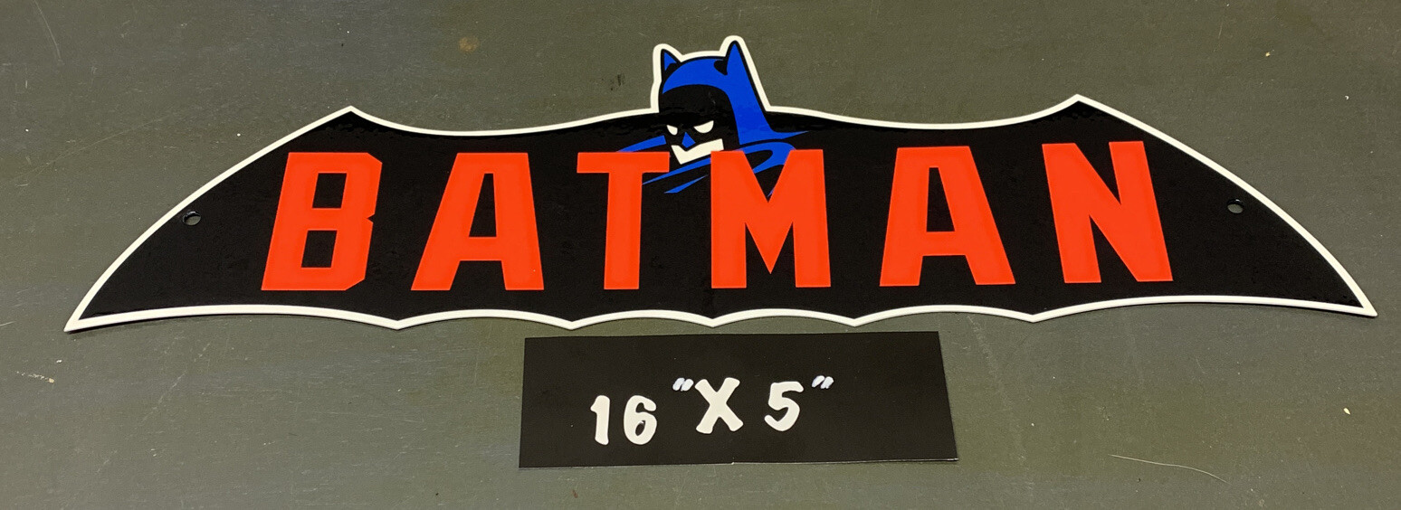 BATMAN Porcelain Like Sign Super Hero Action Comic Cartoons Masked Crusader Gas