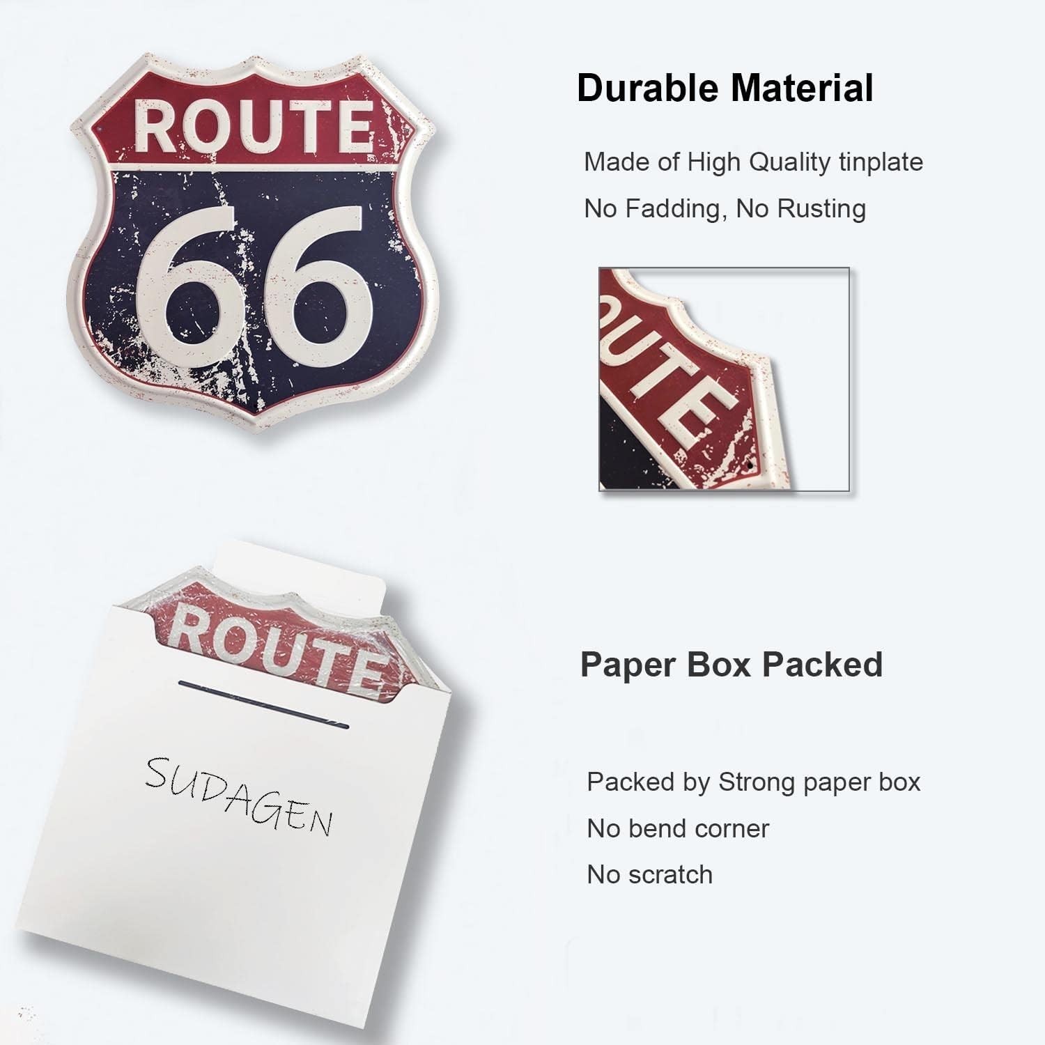 High-Definition Route 66 Metal Sign 12″ x 12″ – Unique Gift for Collectors