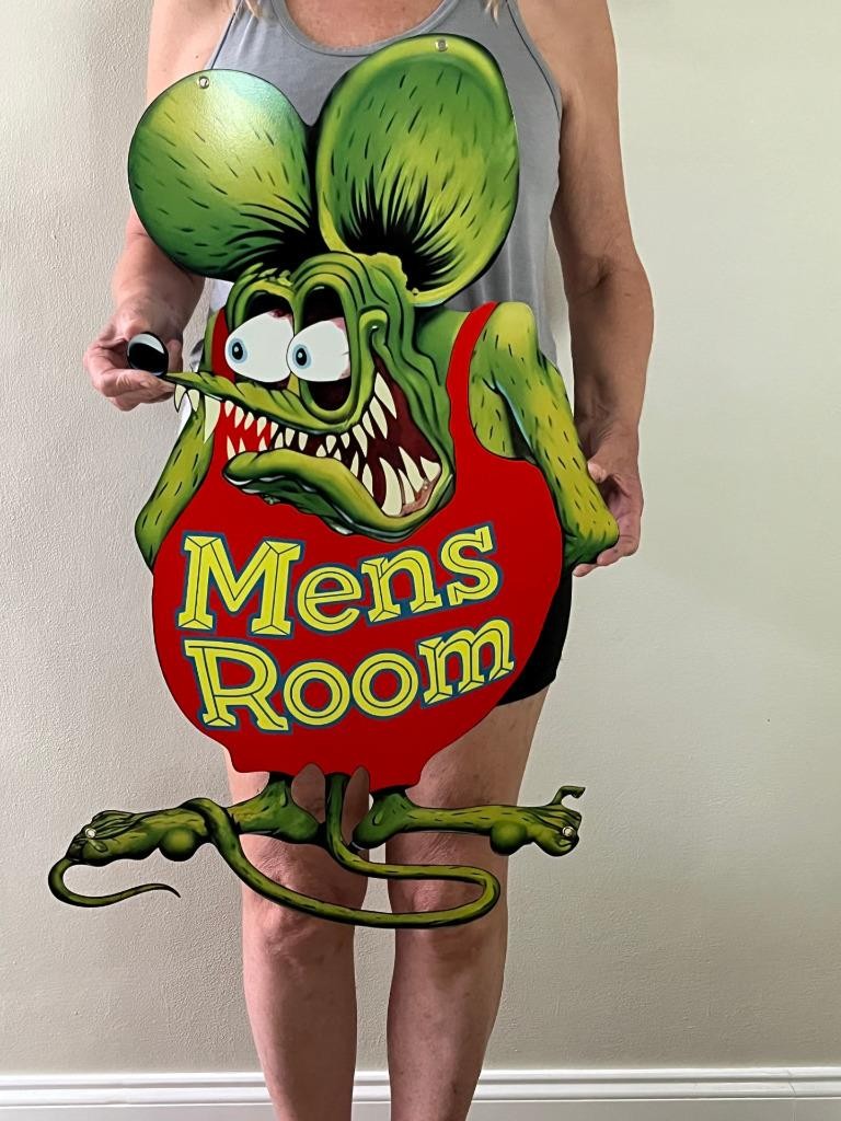 Vintage Style Metal Sign Rat Fink Mens Restroom 30 x 18 Made USA