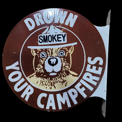 PORCELIAN SMOKEY ENAMEL SIGN SIZE 18X18 INCHES DOUBLE SIDED WITH FLANGE