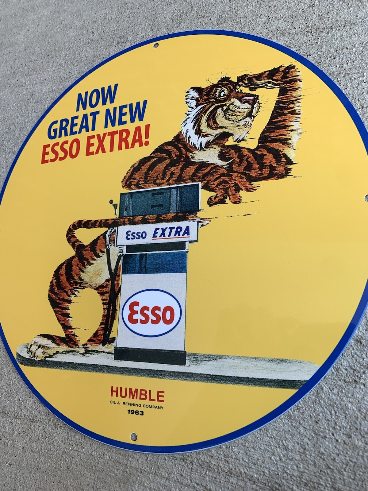 Vintage Style Esso Extra Humble Tiger Gas Oil Heavy Steel Metal Top Quality Sign