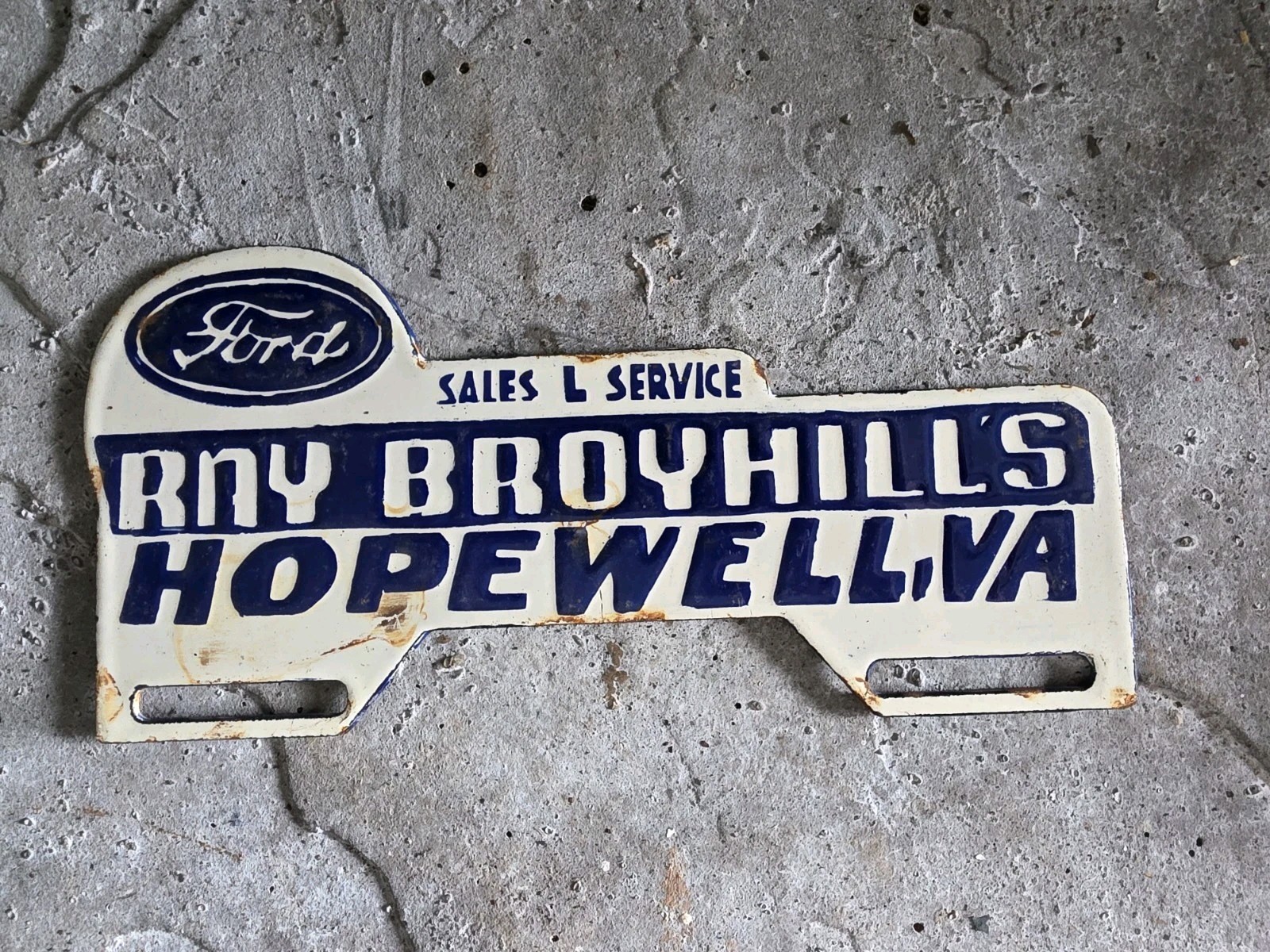 VINTAGE FORD SALES AND SERVICE LICENSE PLATE TOPPER 10″×5″