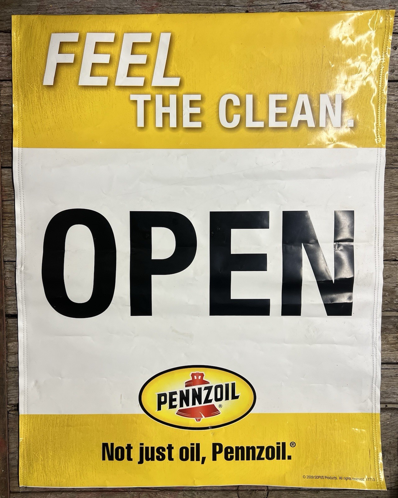 Vintage Pennzoil “We Are Open” Oil Changes Service Station Advertising Banner