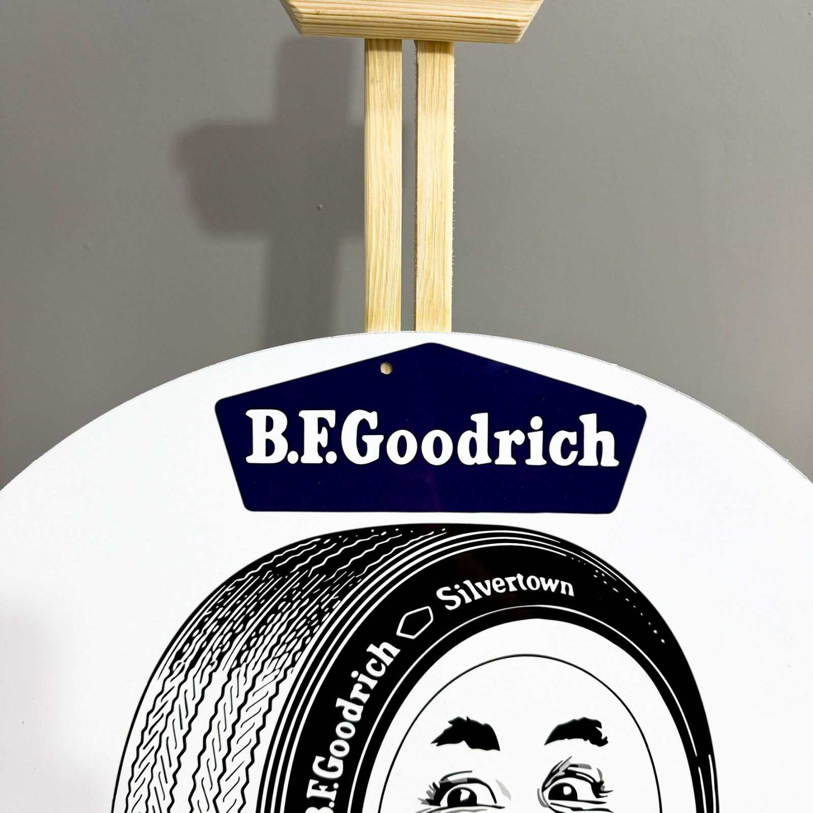 Vintage B.F. Goodrich Smileage Dealer Sign • Tire Garage Sign • 19.7″ (50cm)
