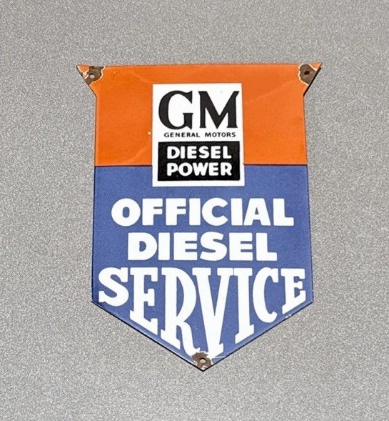 VINTAGE 12” GM GENERAL MOTORS SHIELD PORCELAIN SIGN GAS OIL CAR TRUCK MOTORCYCLE
