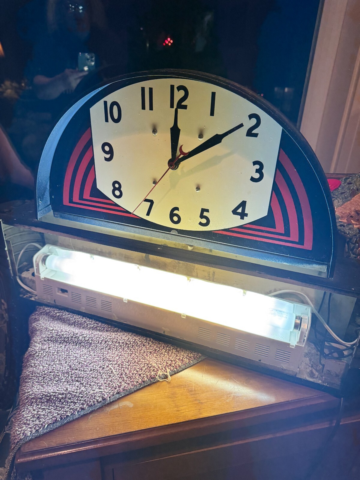 Vintage 1940s PASTIME CLUB Champion Spark Plug Art Deco Clock Light