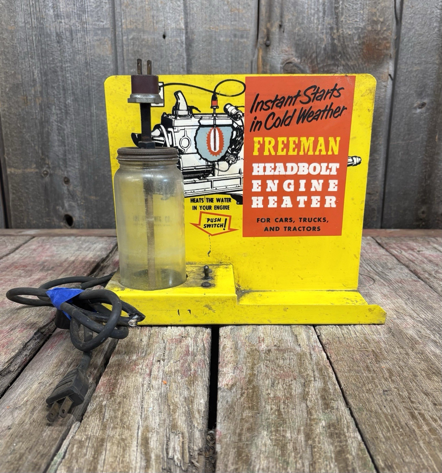 Vintage 50s/60s Freeman Headbolt Engine Heater Gas Station Counter Top Display