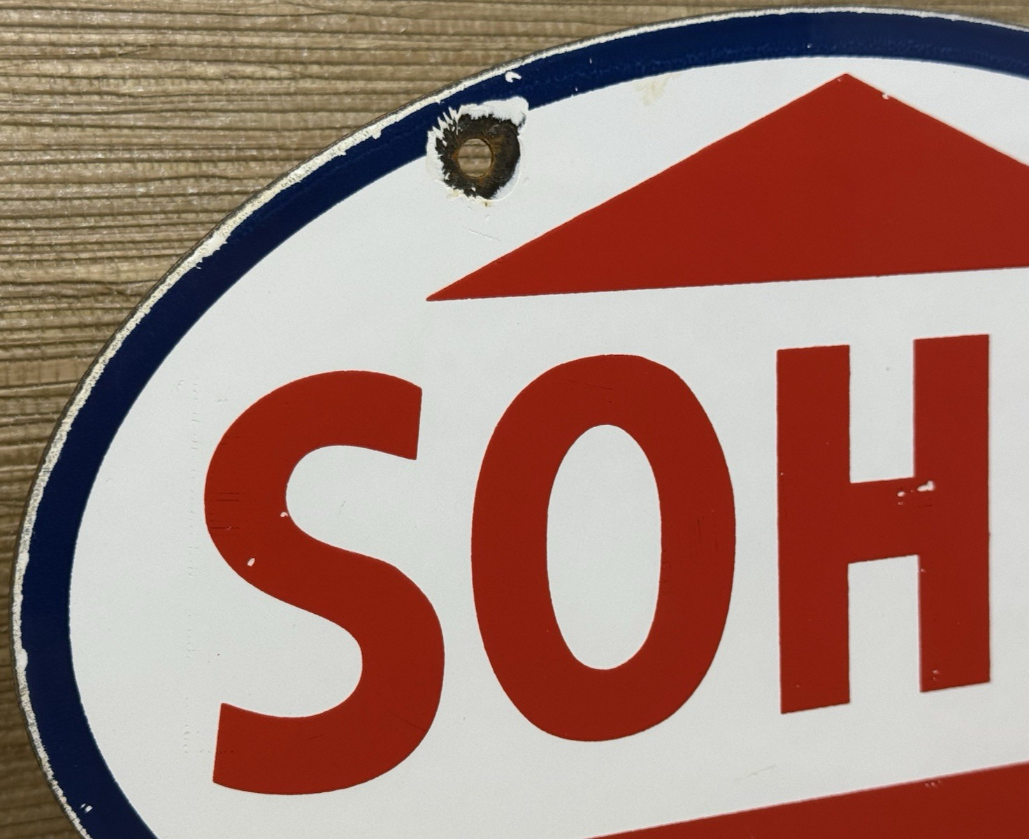 VINTAGE SOHIO GASOLINE PORCELAIN SIGN GAS STATION MOTOR OIL PUMP PLATE ESSO