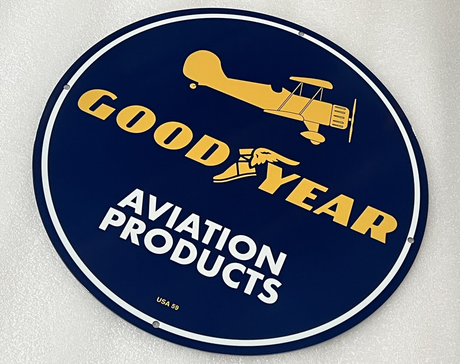 Good Year Aviation Products Oil Gas Heavy Steel Metal Vintage Style Sign