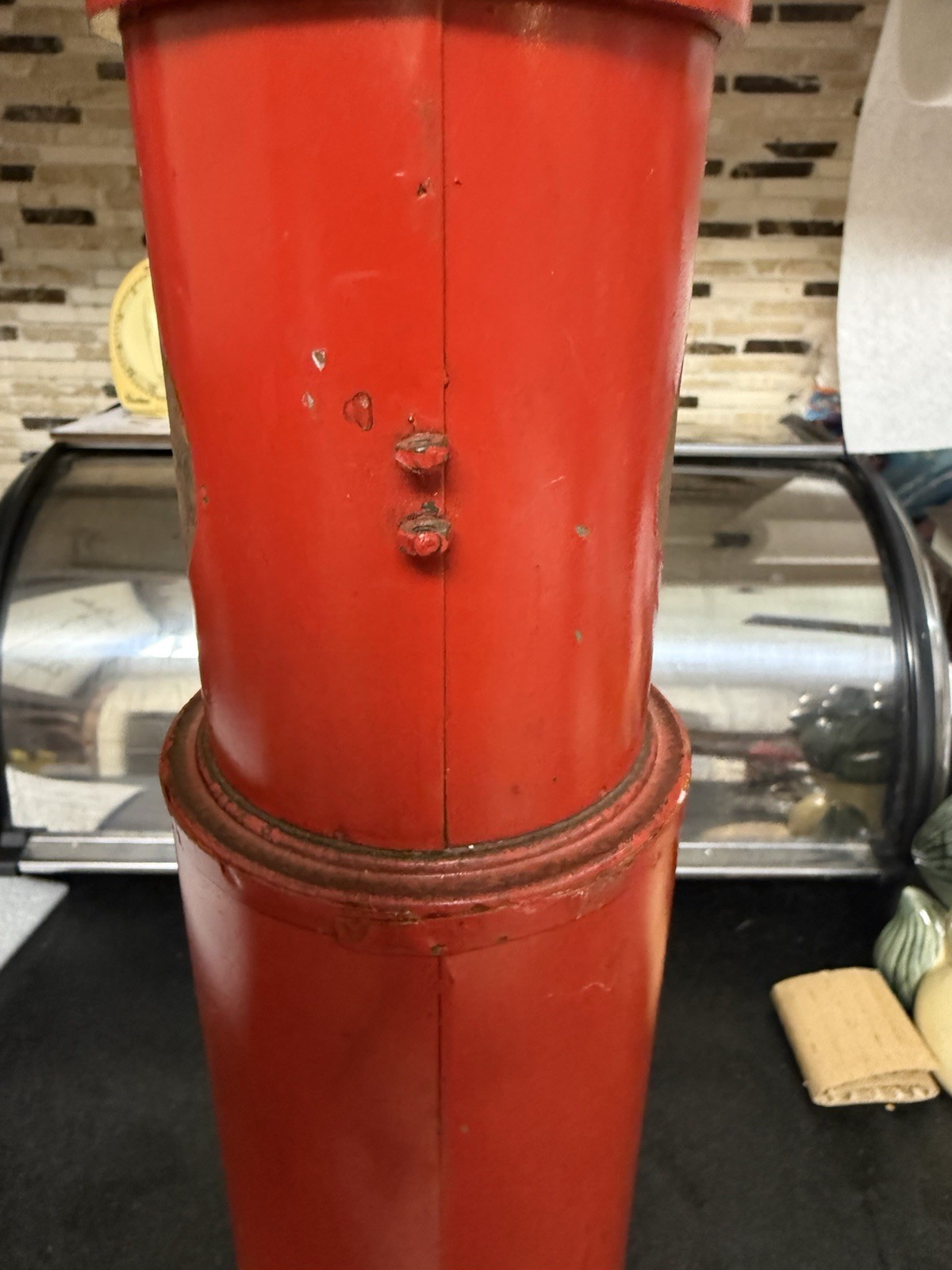 Vintage Style Red Metal Gas Pump Gasoline Star Petroliana Service Station Decor