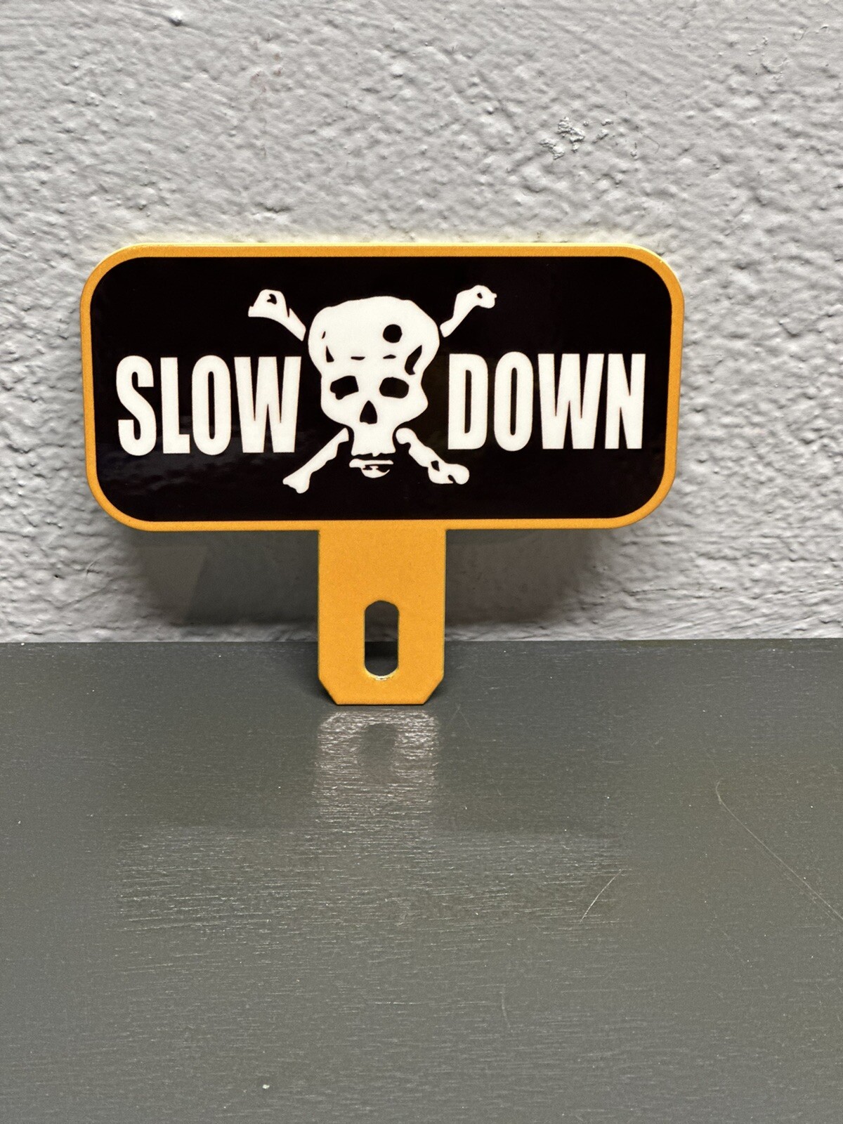 Slow Down Skull Metal Plate Topper Funny Humor Rat Rod Motorcycle Gas Oil Sign