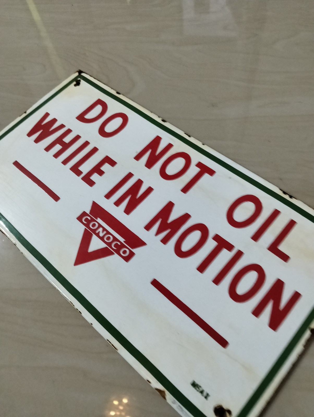 Do Not Oil While In Motion Sign Board Conoco Not Porcelain Enamel 30×16 Cm