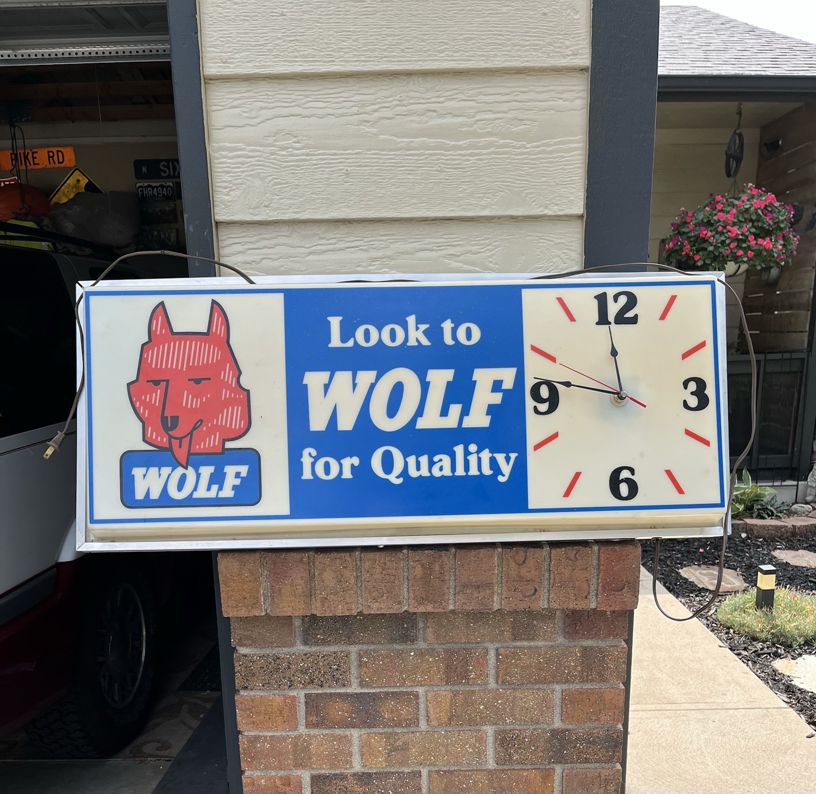 Vintage Wolf Lighted Clock sign Look to WOLF for Quality WORKS