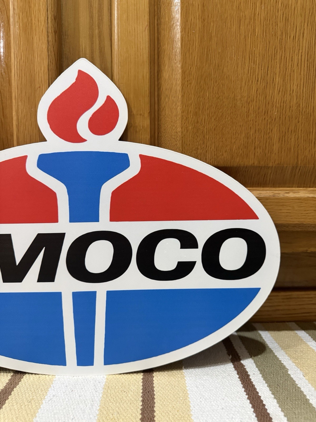 Amoco Gas Oil Flange Sign American Standard 2 Sided Vintage Style Wall Decor