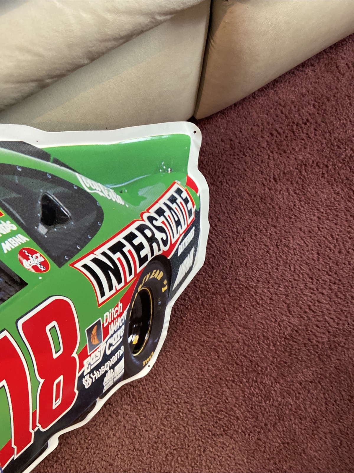 Vintage NASCAR Bobby Labonte #18 Interstate Battery 50” Tin Metal Sign Embossed