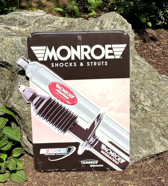 Vintage Monroe Shocks & Struts Sensatrac NASCAR Embossed Sign Garage Gas Oil