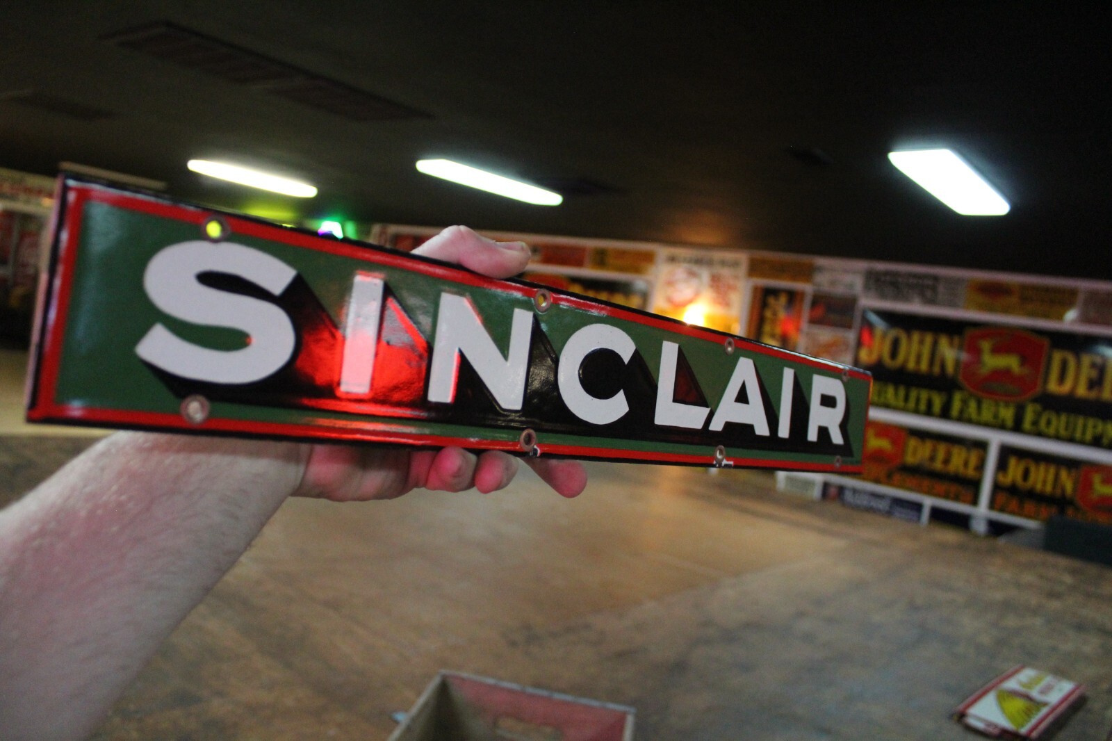 SINCLAIR GASOLINE SERVICE STATION DEALER PORCELAIN METAL SIGN GAS OIL FORD CHEVY