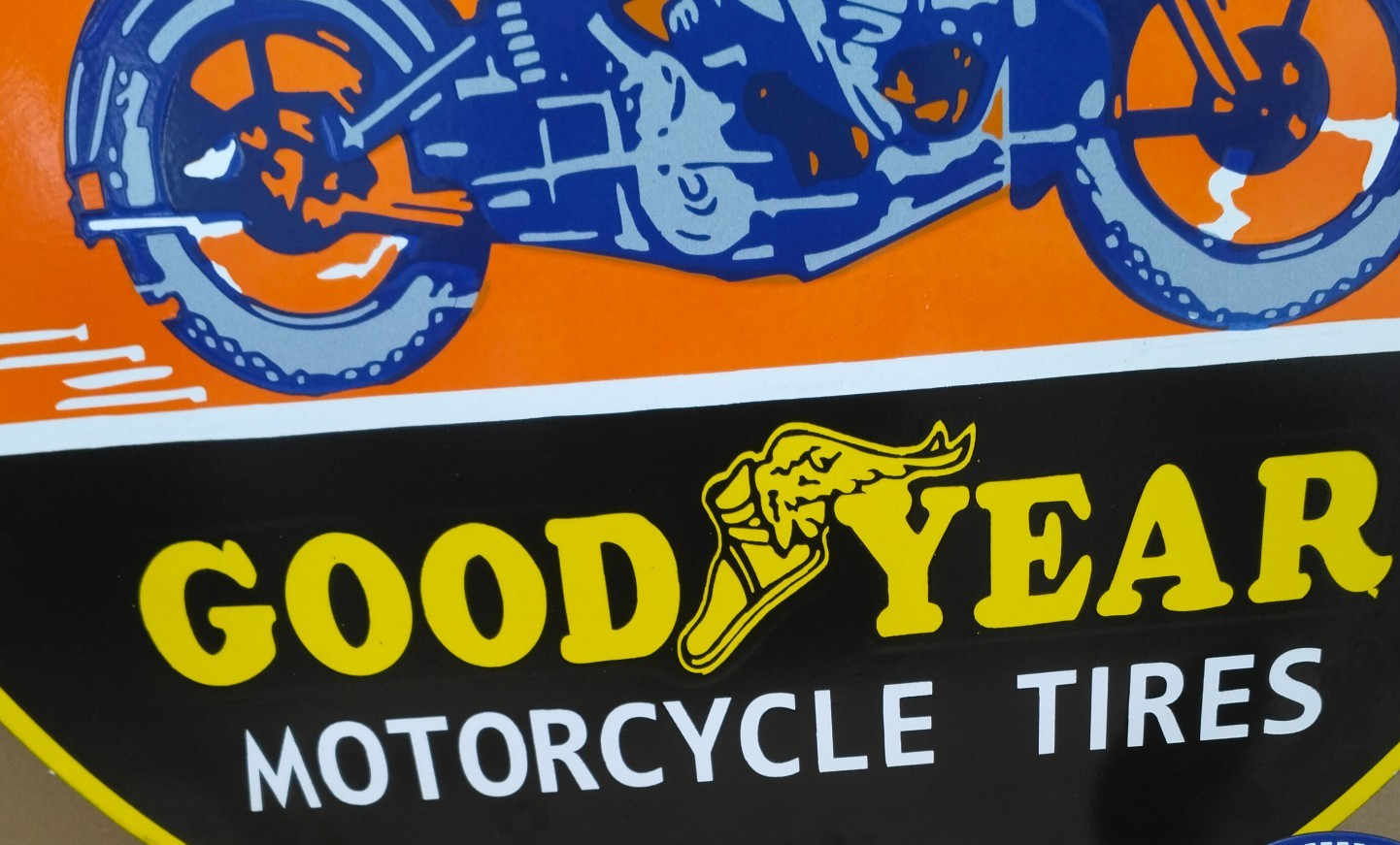Good Year Motorcycle Tires Porcelain Enamel Sign 30 x 30 Inches 1 Sided