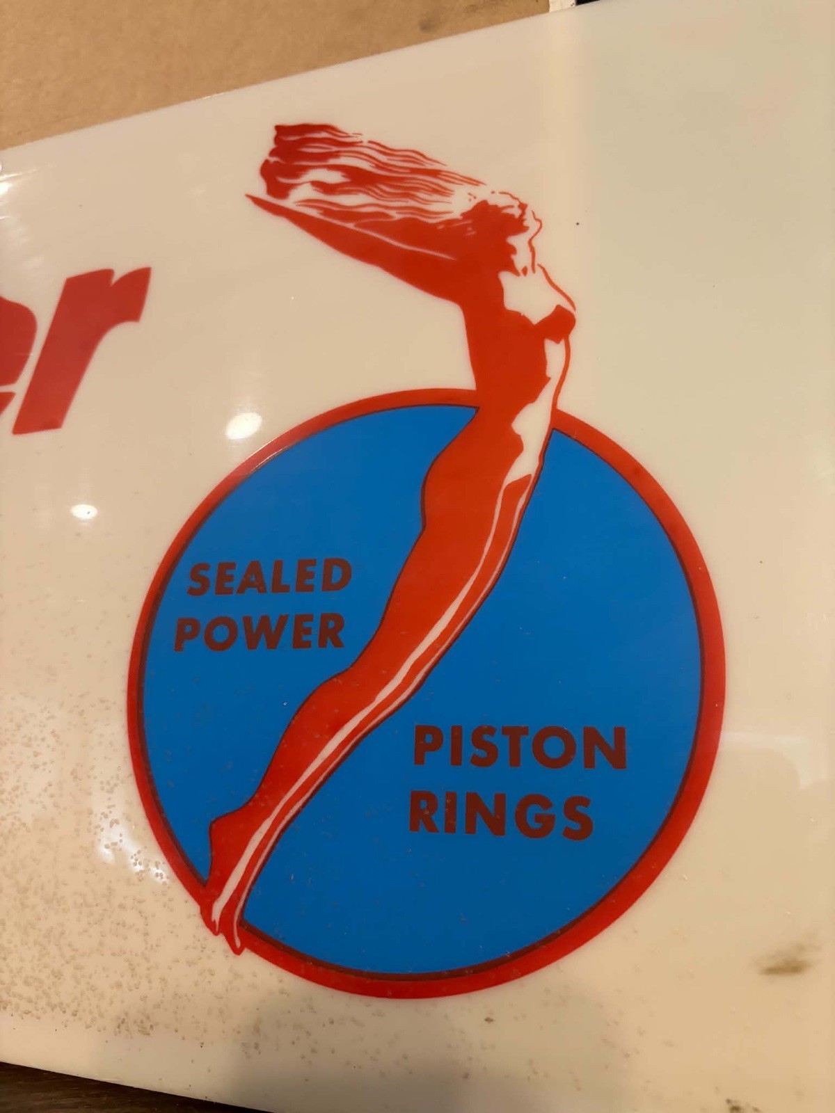 Sealed Power Piston Rings Lexan Acrylic Sign (meant to be backlit in cabinet)