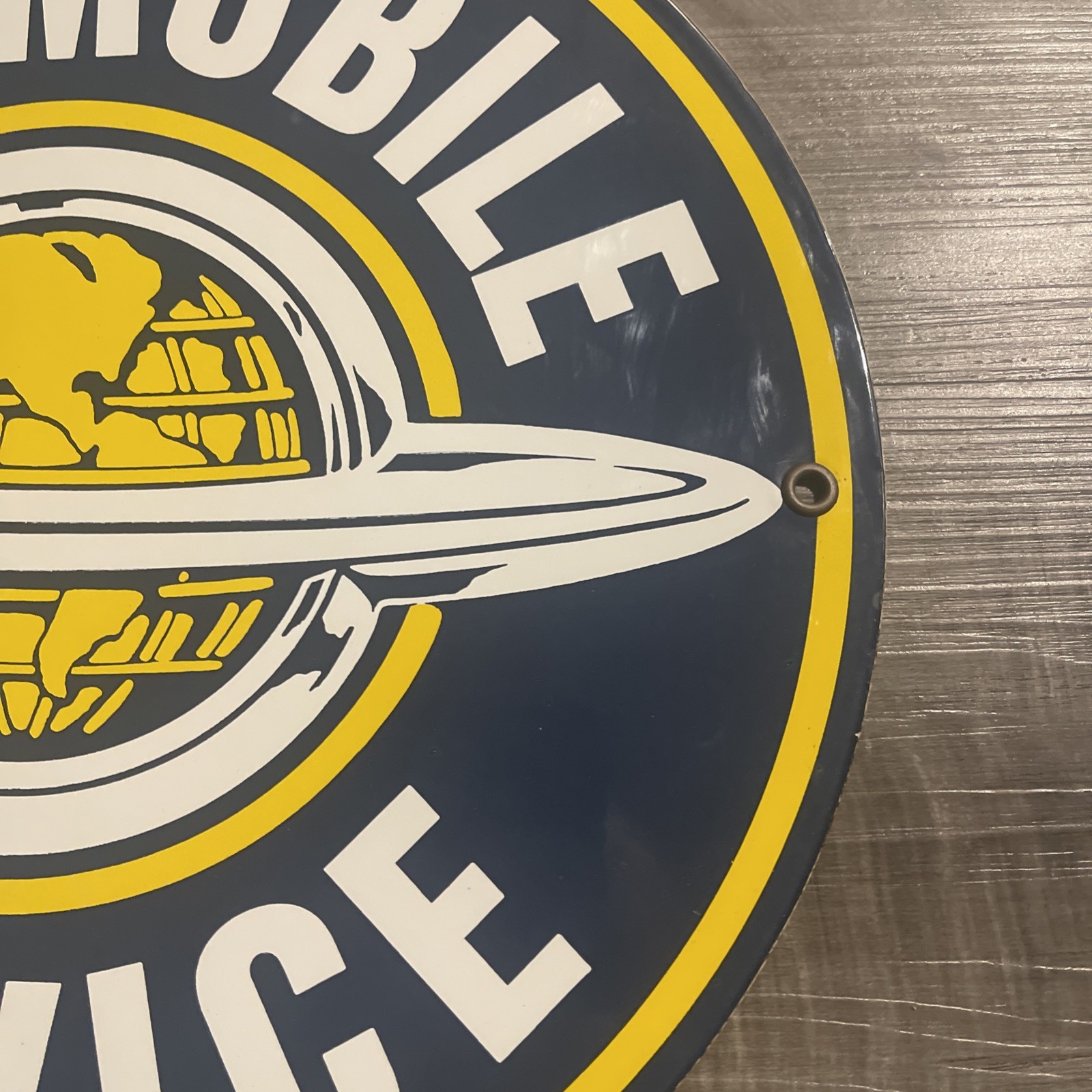VINTAGE OLDSMOBILE SERVICE PORCELAIN SIGN GENERAL MOTORS 11.75”