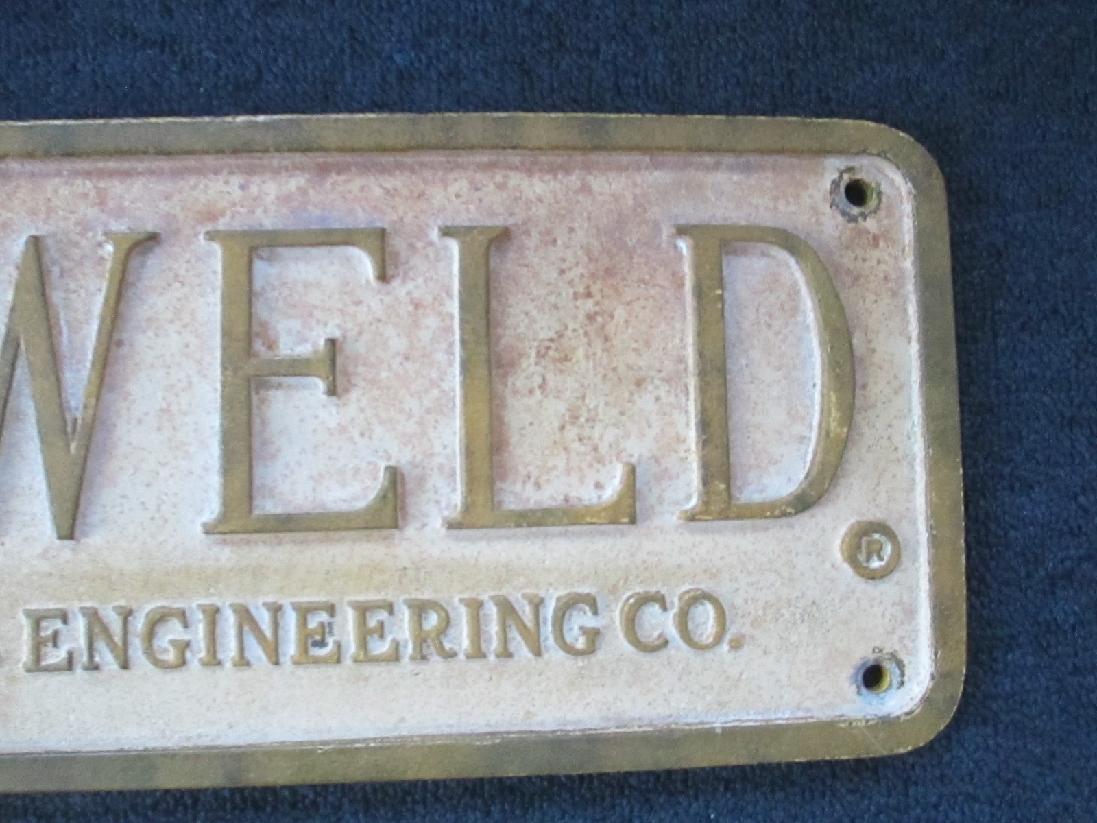Vintage 31 X 9 STEELWELD Cast Iron Machine Plaque Emblem Sign Industrial Salvage