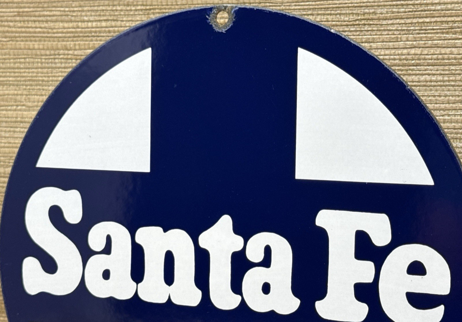 VINTAGE SANTA FE CHIEF PORCELAIN SIGN TRAIN STATION FREIGHT RAIL ROAD GAS OIL