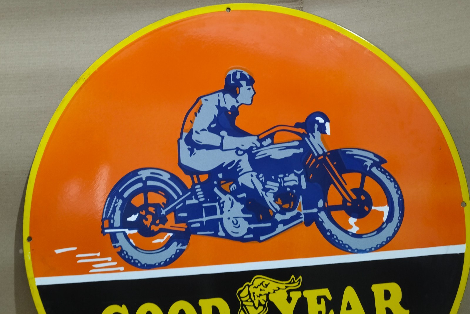 Good Year Motorcycle Tires Porcelain Enamel Sign 30 x 30 Inches 1 Sided