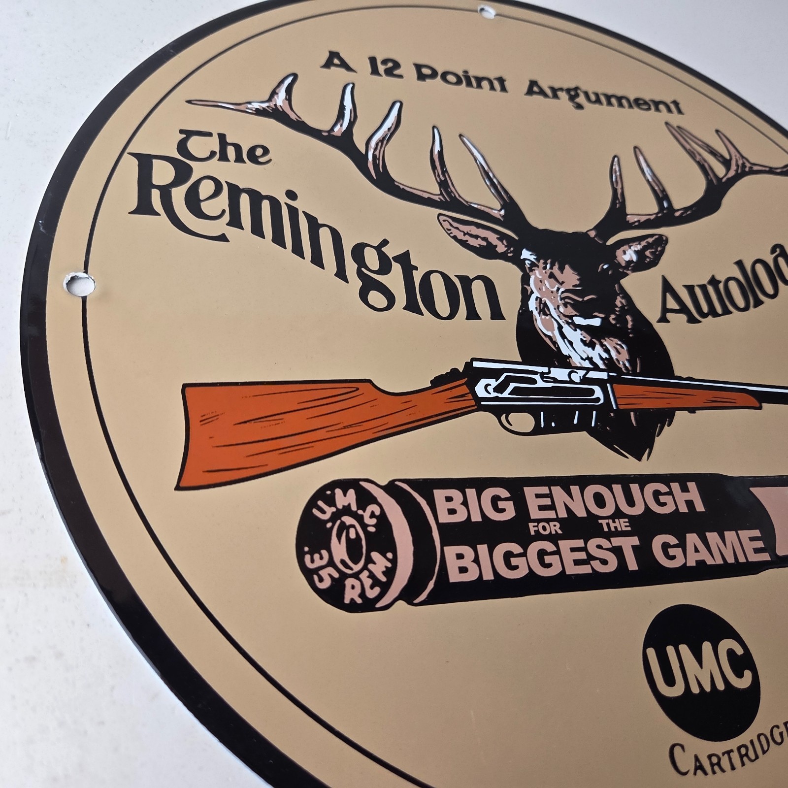 Vintage Remington Porcelain Sign – Firearms Rifles Deer Ammo Guns Gas Pump Sign