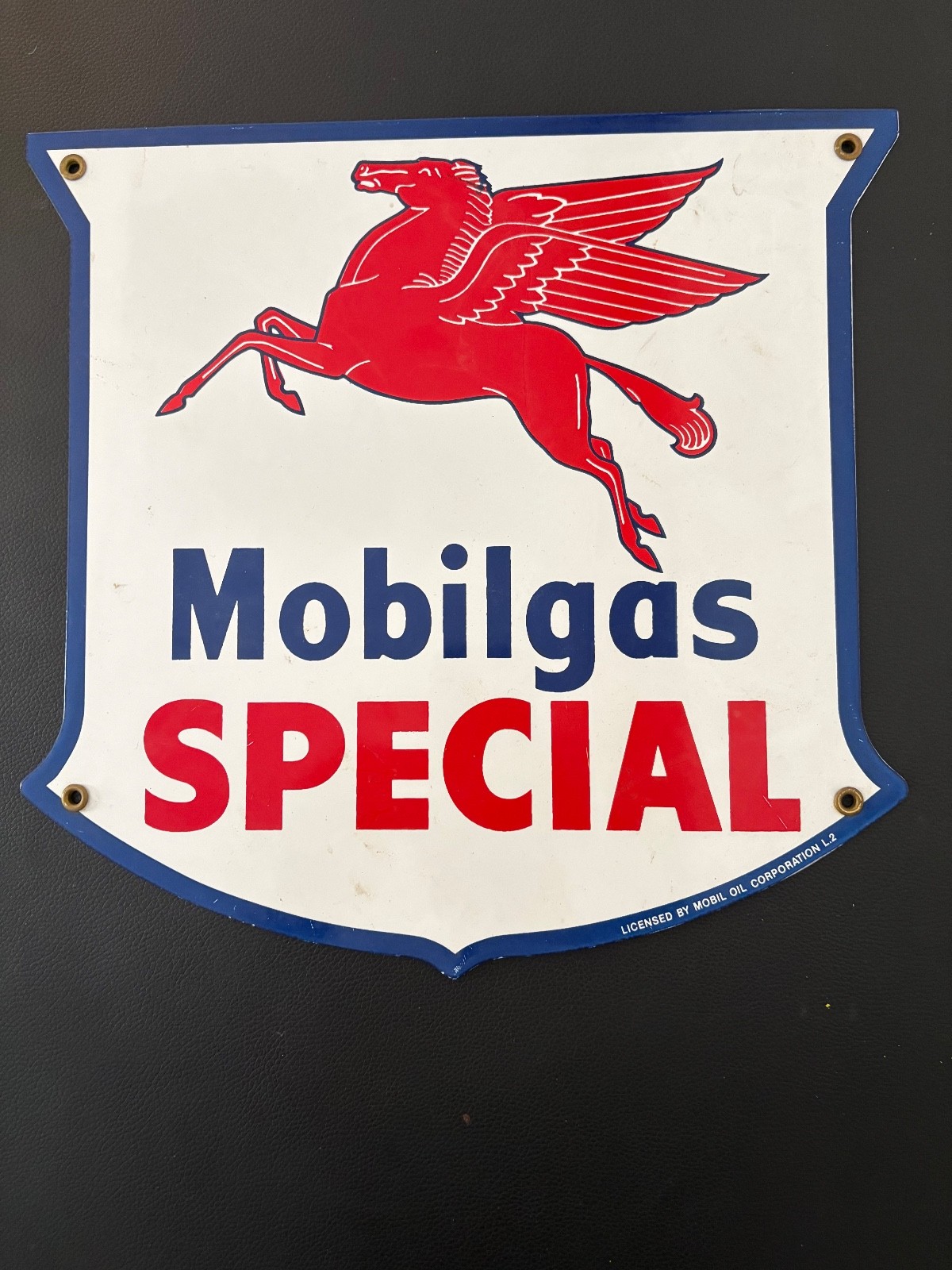 Vintage Mobilgas Special Porcelain Enamel Gas Sign Motor Oil Advertising 12×12