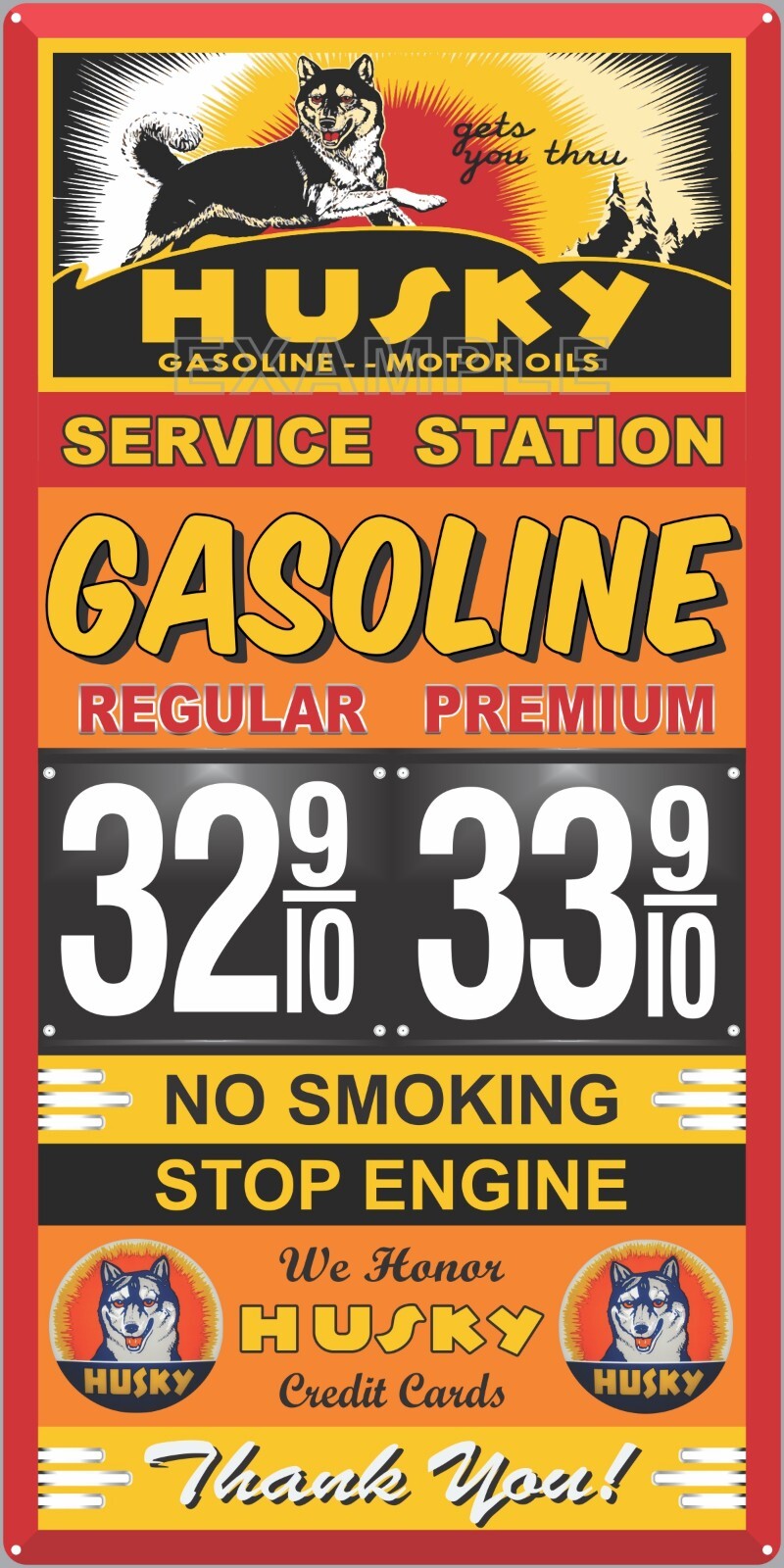 HUSKY GAS STATION PRICE GALLON OLD PUMP SIGN REMAKE ALUMINUM SIZE OPTIONS
