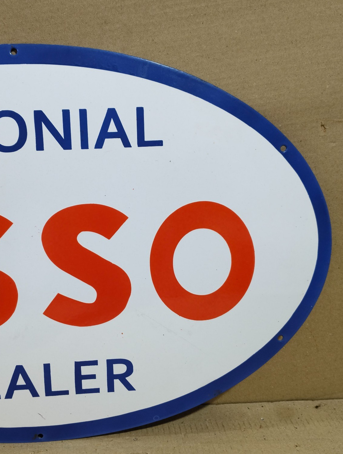 Esso Colonial Dealer Porcelain Enamel Sign 24 x 16 Inches 1 Sides