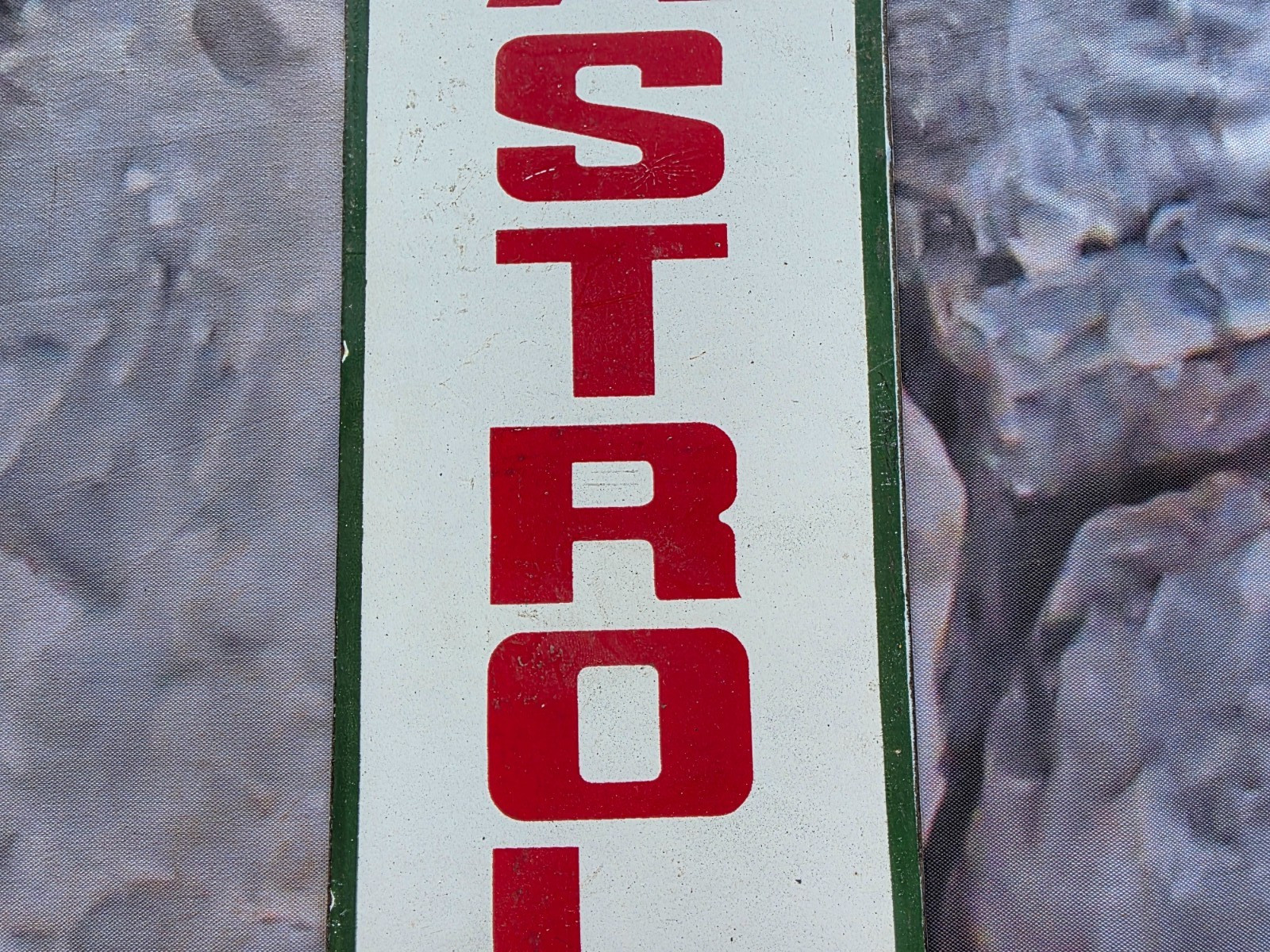 VINTAGE ASK FOR CASTROL MOTOR OIL PORCELAIN SIGN 12″×4″.