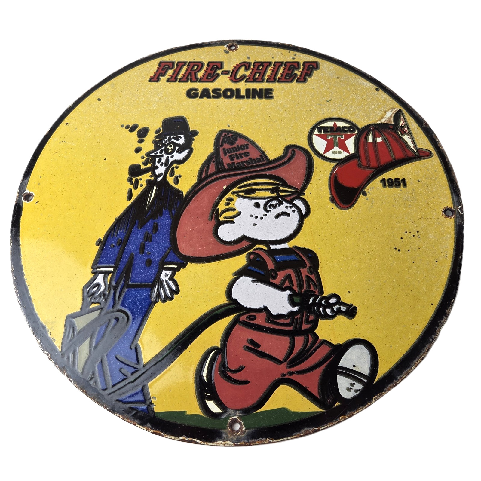 Vintage Texaco Fire-Chief Porcelain Sign – Dennis the Menace Gasoline Sign