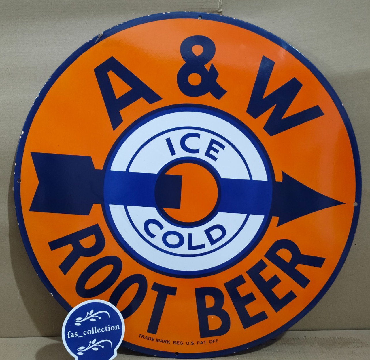 A&W Root Beer porcelain Enamel Sign 30 x 30 Inches 1 Sided