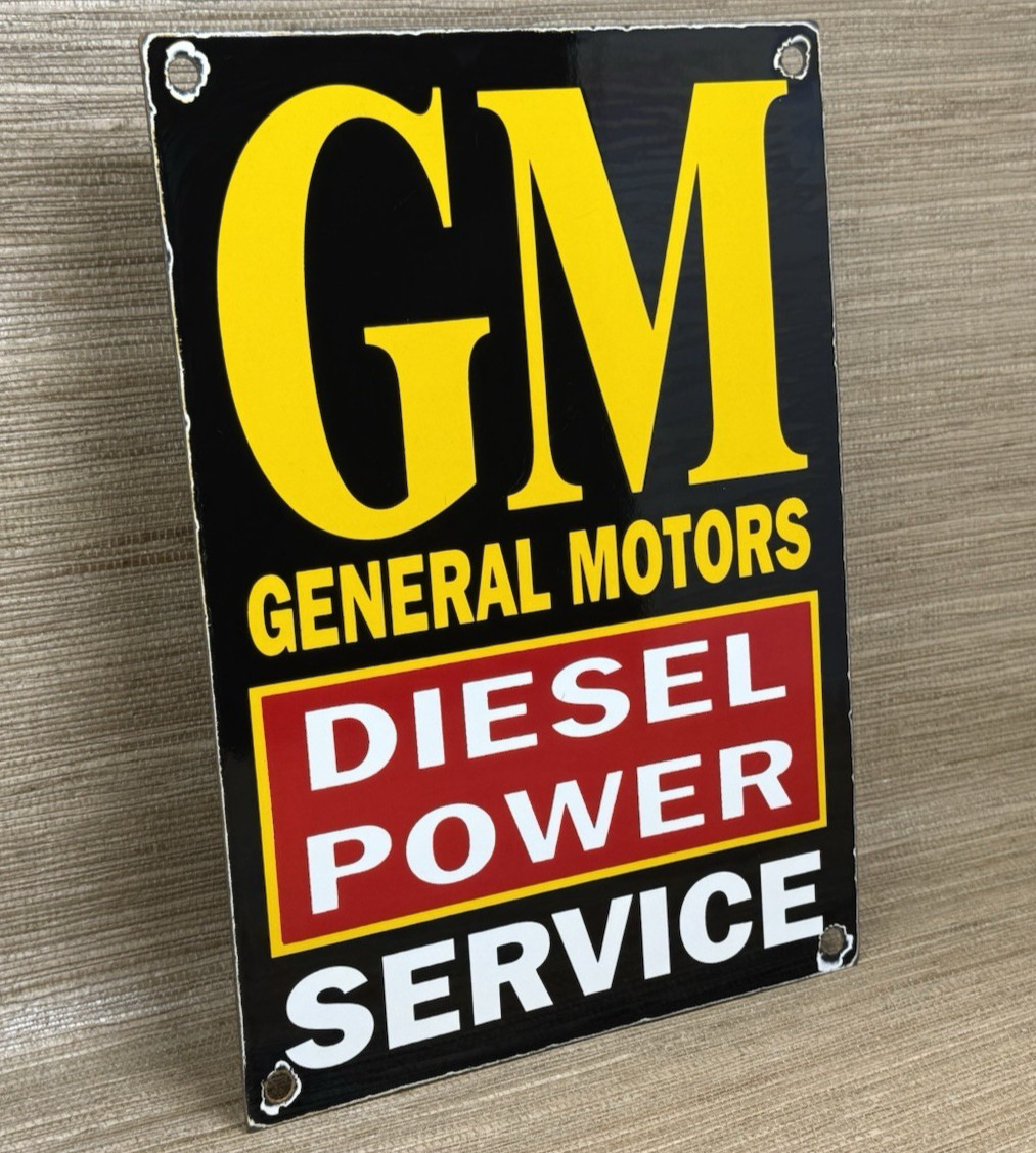 VINTAGE GENERAL MOTORS PORCELAIN DEALERSHIP SIGN GAS SALES SERVICE OIL DIESEL