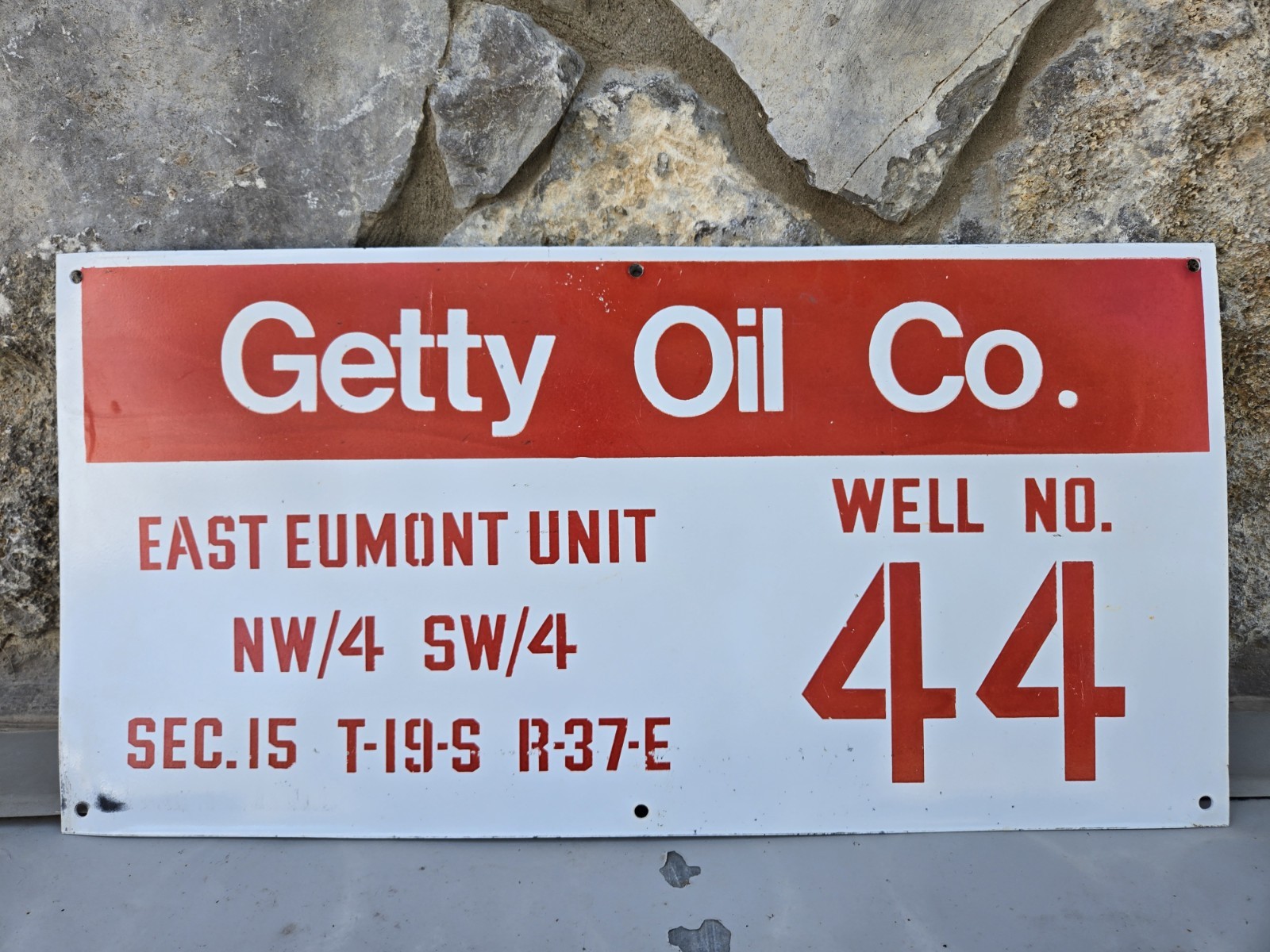 Vintage Getty Oil Company Well Lease Field Sign No 44