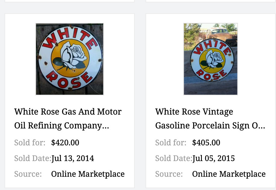 VINTAGE ENARCO WHITE ROSE GASOLINE 11 3/4″ PORCELAIN METAL CANADA GAS & OIL SIGN