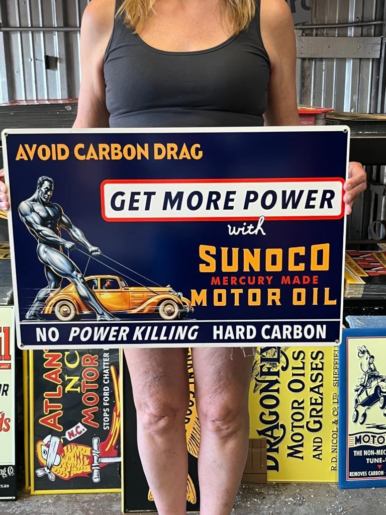Vintage Style Metal Sign Sunoco Motor Oil 16×24